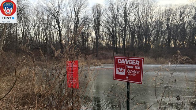 Boy dies after falling through ice on pond in Queens