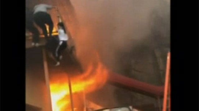 Girls jump from balcony to escape dance studio fire