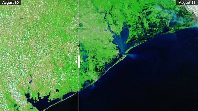 Before and after: Harvey's flooding seen from space