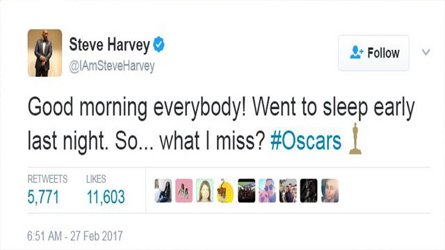 Steve Harvey responds as only Steve Harvey can to Oscars mix up