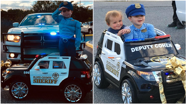 3-year-old boy stands for over two hours to honor fallen officer, says the pledge of allegiance
