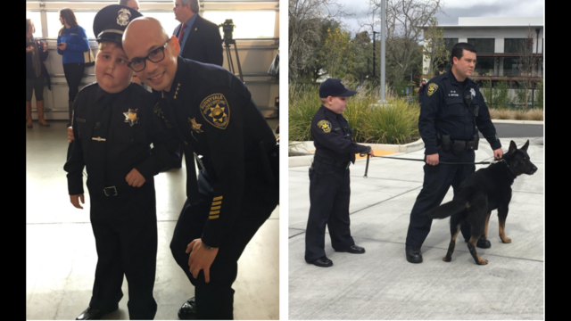 Boy, 7, with rare form of cancer gets to play Sunnyvale cop for a day
