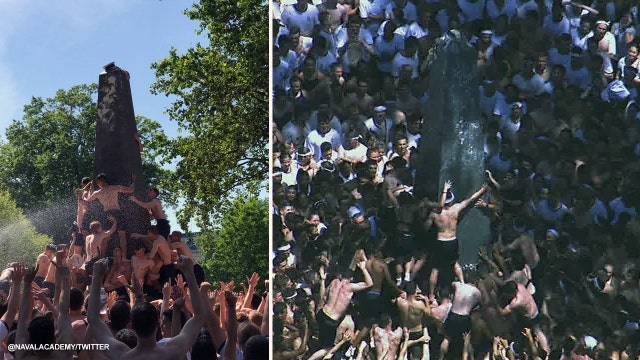 Naval Academy students cap Herndon Monument in annual climb