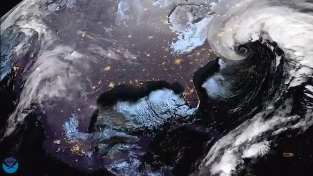 View of bomb cyclone from space