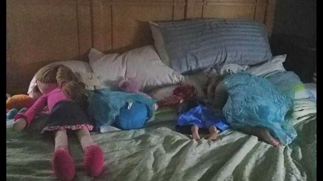 Chilling image shows 5-year-old lining up dolls to practice active shooter drill