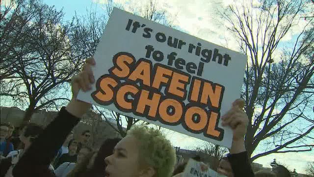 Students demonstrate at US Capitol during school walkout in support of stronger gun laws