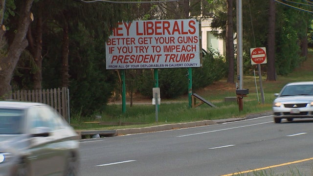 Pro-President Trump sign in Calvert County targeting liberals has residents up in arms