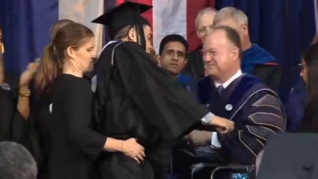 Georgetown linebacker with spine injury walks across stage at graduation, first time in over 2 years