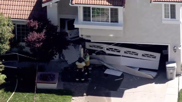 Stolen van crashes through entryway of Fremont home
