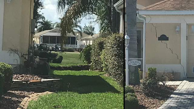 Several sinkholes open up, forcing residents out of four homes