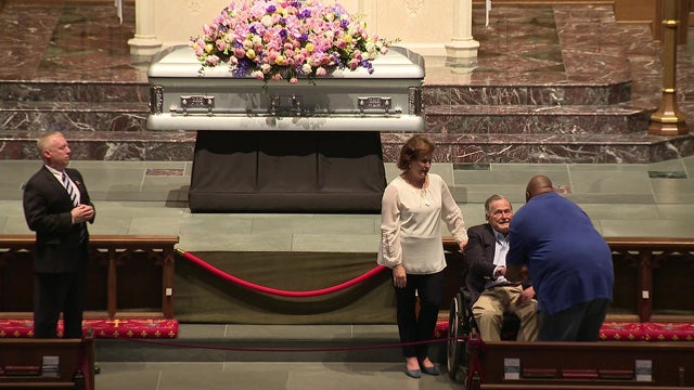 President George H.W. Bush welcomes mourners