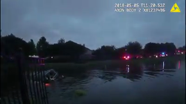 Cops rescue nurse who fell asleep at wheel and drove into lake