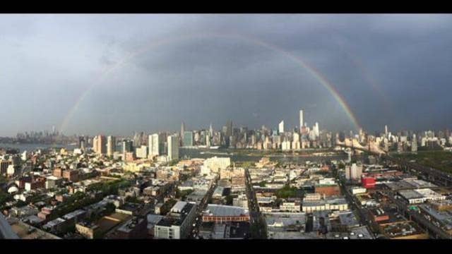 Photos of Rainbow Ending at Former WTC Site