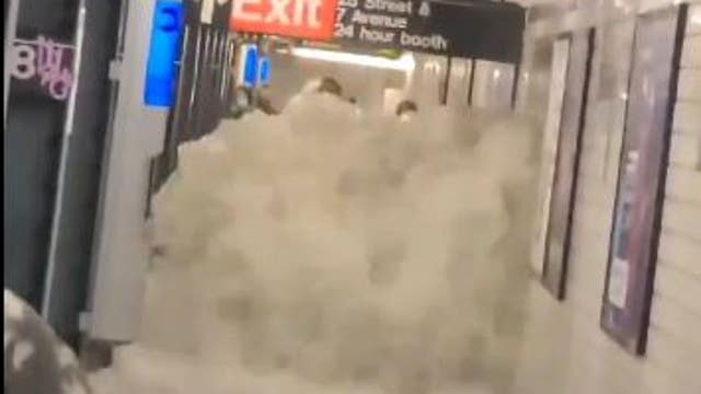 New York flooding: Videos show cars submerged, water pouring into subway stations