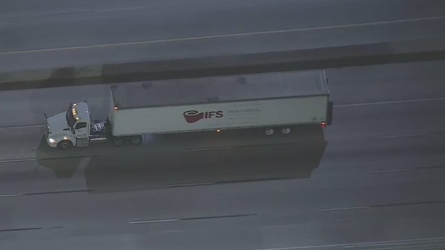 Suspect in custody following overnight big rig pursuit across 2 counties, standoff