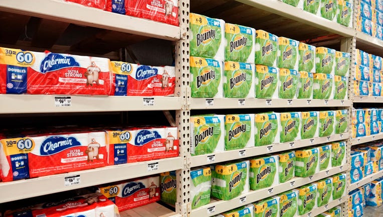 Toilet paper on store shelves