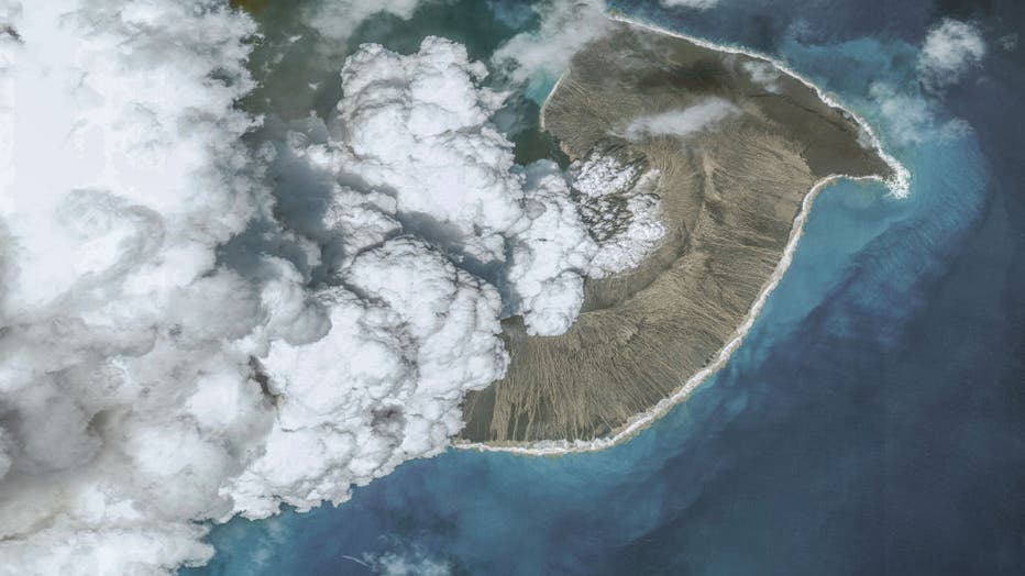 Satellite Images Show Before/After Hunga Tonga-Hunga Ha'apai Volcano Eruption