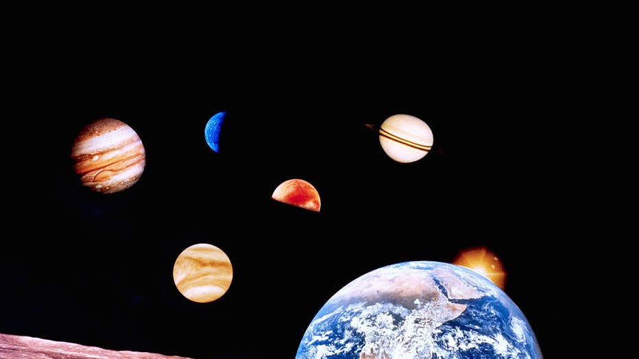Photo Mosaic of Planets and Earth's Moon