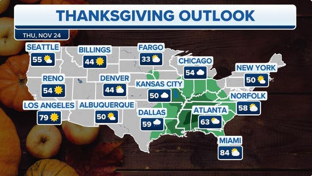 Thanksgiving weather forecast 2022: National outlook and possible weekend washout in eastern half of US