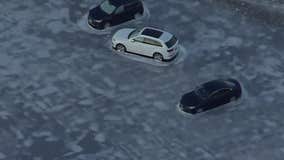 Cars stuck in ice in Edgewater, NJ