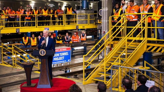 President Biden visits NYC to tout funding for Gateway Tunnel
