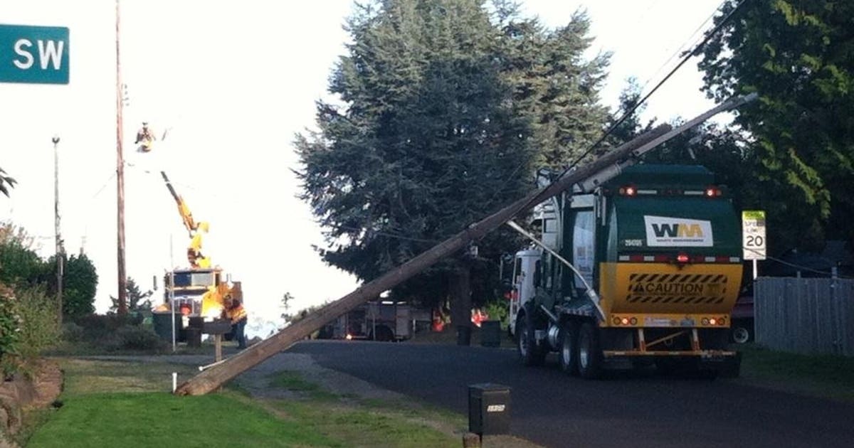 Garbage truck 'snags' wires, pulls down pole, knocks out power to 4,300 ...