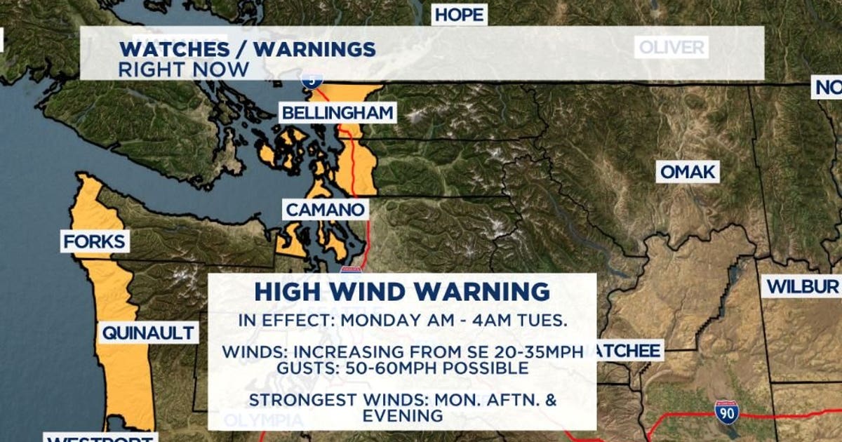 High wind watch: 60 mph gusts possible in some areas through Monday ...