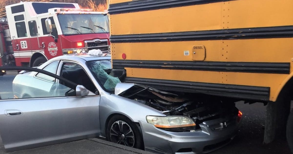 One sent to hospital after car collides with school bus in Tacoma | FOX ...
