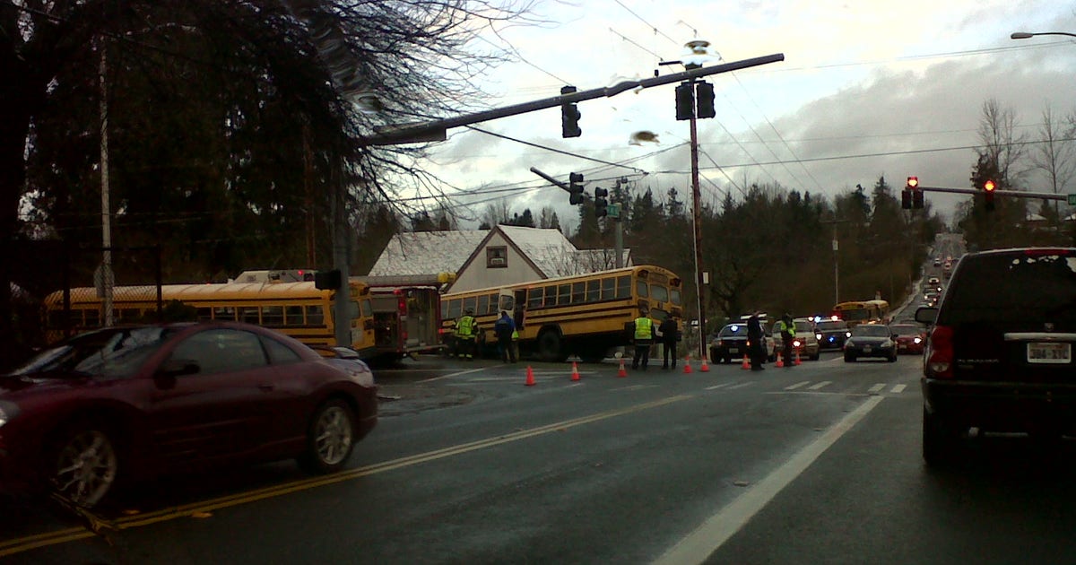 School bus skids off road; no one injured | FOX 13 Seattle