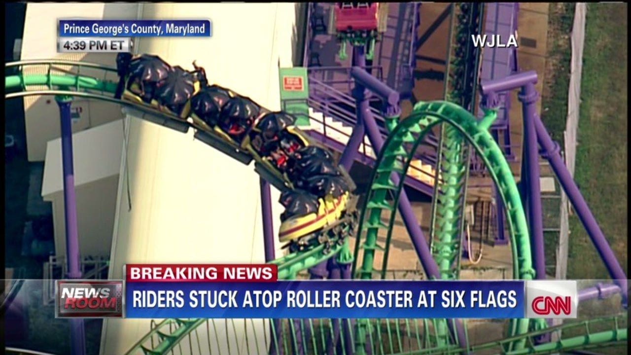 Riders Stranded On Six Flags Roller Coaster Video Riders Stranded On Six Flags Roller Coaster Video