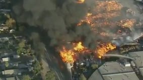 Massive fire burns at California recycling plant