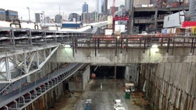 Bertha is drilling again: 8 feet done and 8,000 feet to go