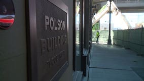 Window damaged at historic Polson Building during viaduct demolition