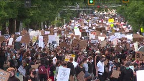 Thousands of peaceful protesters gather and march in Rainier Beach