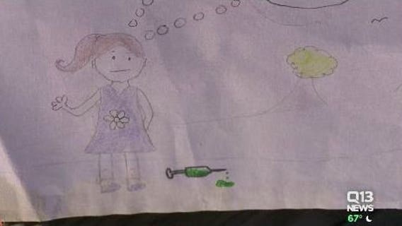 A young Bothell girl's artwork warns of the dangers of dirty needles in parks