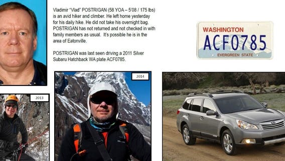 Bellevue hiker missing, police say he could be near Eatonville