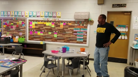 Kindergartners surprise deaf custodian by signing 'Happy Birthday' song to him
