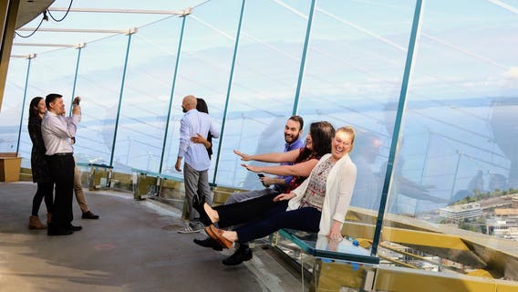 'Float' over Seattle! Space Needle unveils new glass benches