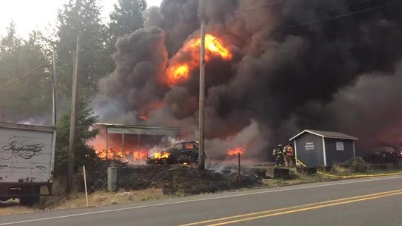 Industrial fire in Shelton sends black, possibly toxic smoke into air; some residents urged to evacuate