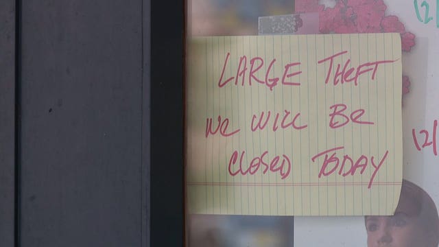 Burglars cut hole in store wall to steal thousands in running gear