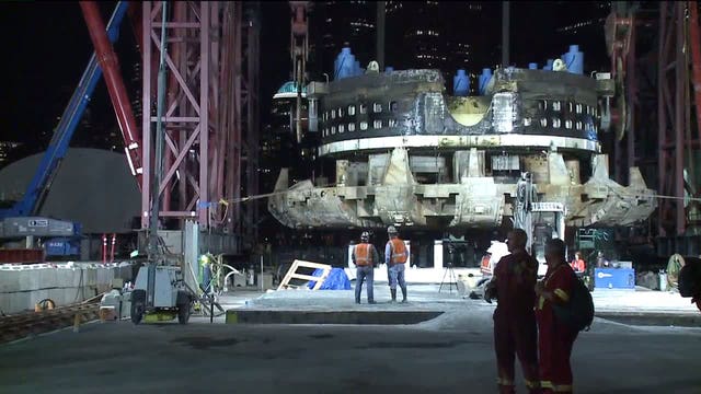 Bertha's Back: Front end of broken Seattle tunnel machine lifted out of ground
