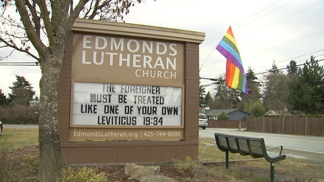 LGBT pride flag stolen from Edmonds church, again