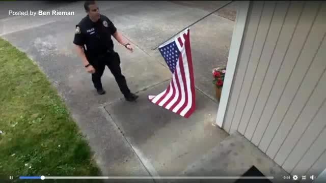 President Trump thanks Marysville officer who picked up fallen American flag on July 4th