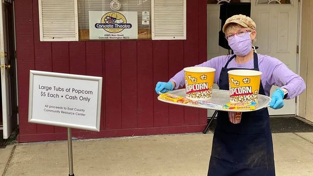 Historic Concrete Theater holds pop-up Popcorn Parade