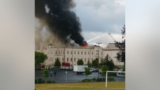 Aberdeen Armory building erupts in flames