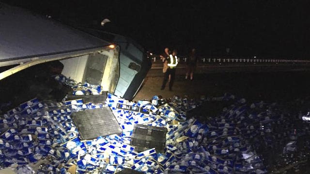 Truck spills 60,000 pounds of Busch beer onto Florida interstate