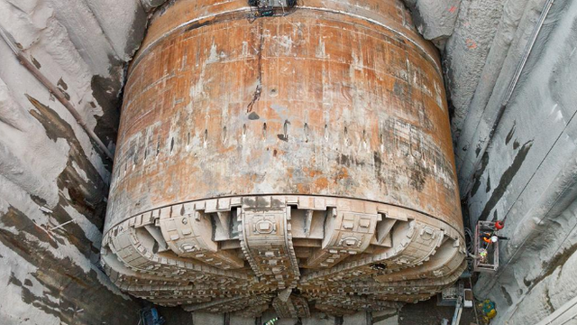 Tunnel-boring machine Bertha approaching South Washington Street, WSDOT says