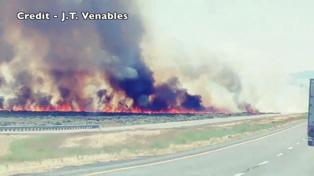 Eastbound I-90 near Kittitas reopens nearly 24 hours after closure due to brush fire