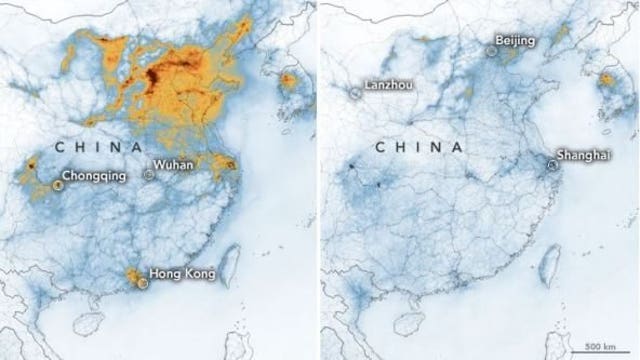 Before-and-after images show how air pollution levels have dropped around the world amid COVID-19 lockdowns