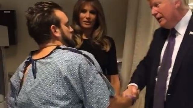 He was shot in the leg in Las Vegas. He still stood up for the President